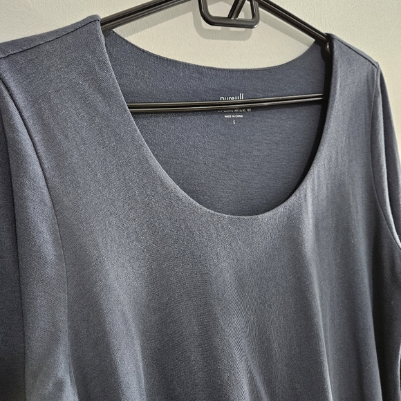 J. JILL Blue Shirt 3/4 Sleeve Artistic Teed Pure Jill Layered Bottom Hem Top - Picture 3 of 10